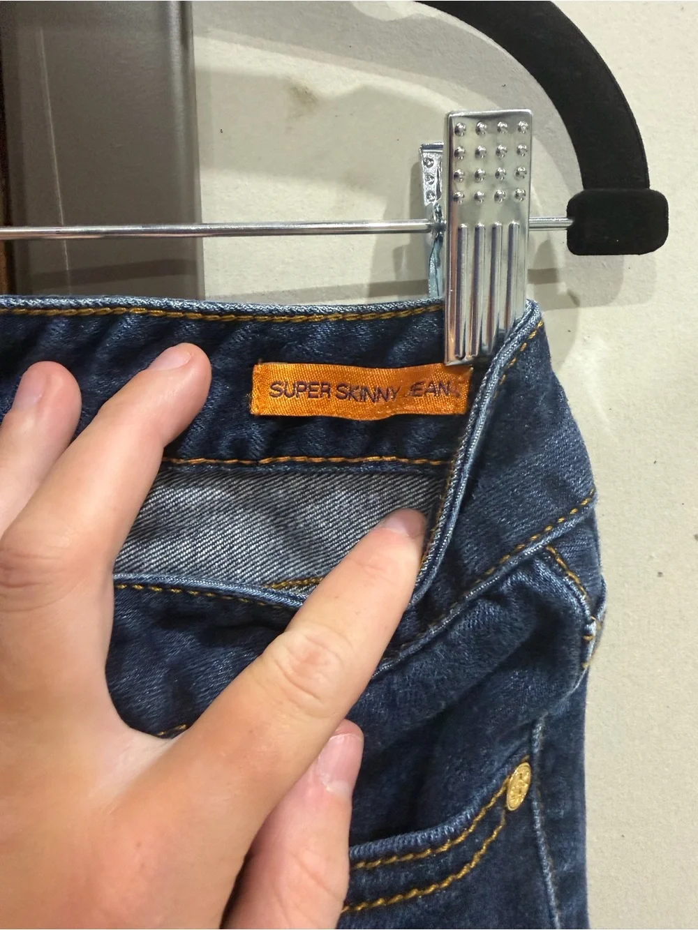 Tory Burch Deep Indigo Skinny Jeans with Gold-Tone Accents